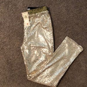 Gold sequin pants